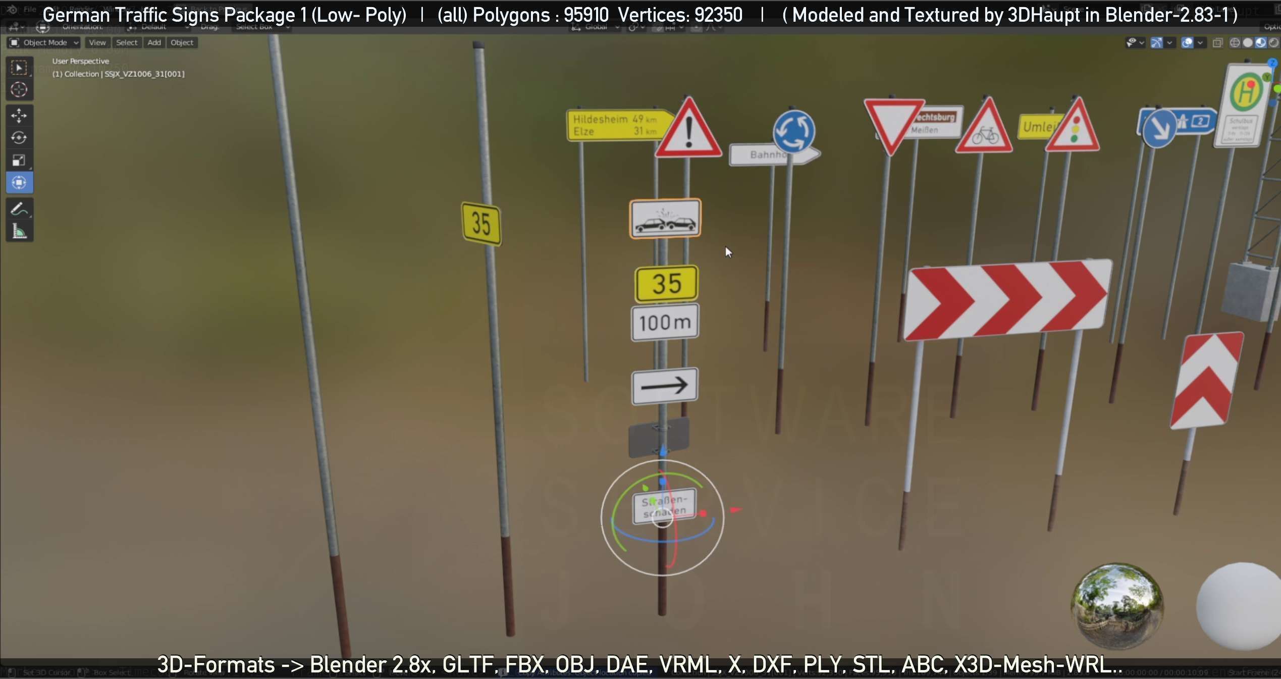 German Traffic Signs Package 1 Low-poly 3D model_60
