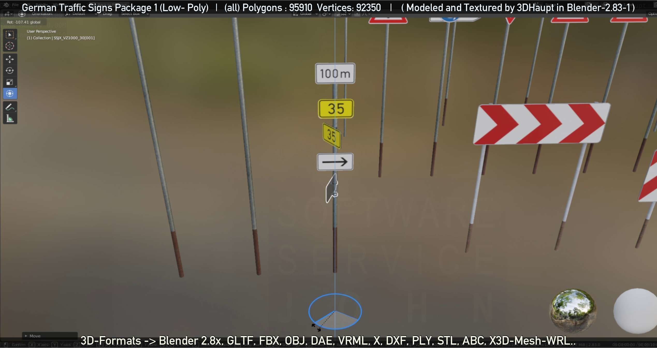 German Traffic Signs Package 1 Low-poly 3D model_71