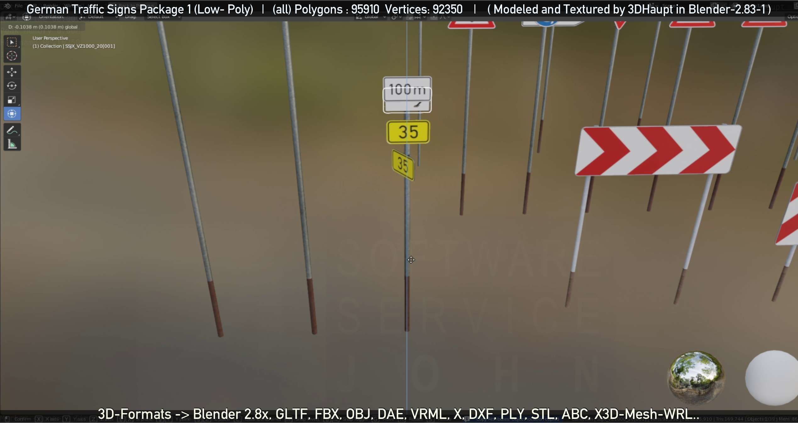 German Traffic Signs Package 1 Low-poly 3D model_115