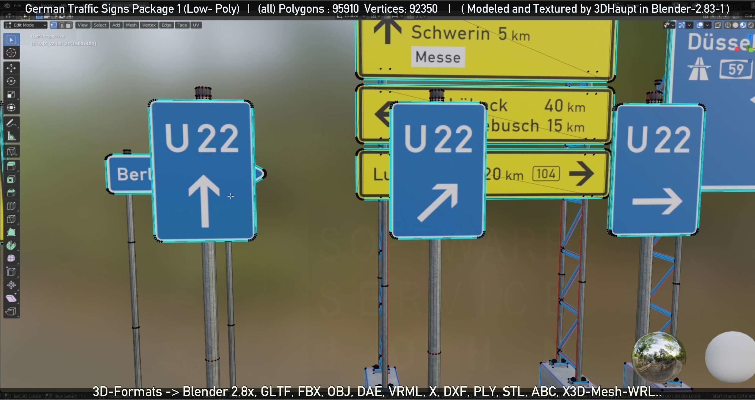 German Traffic Signs Package 1 Low-poly 3D model_83