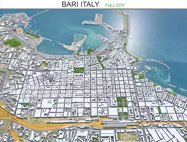 Bari Italy 30km Low-poly 3D model
