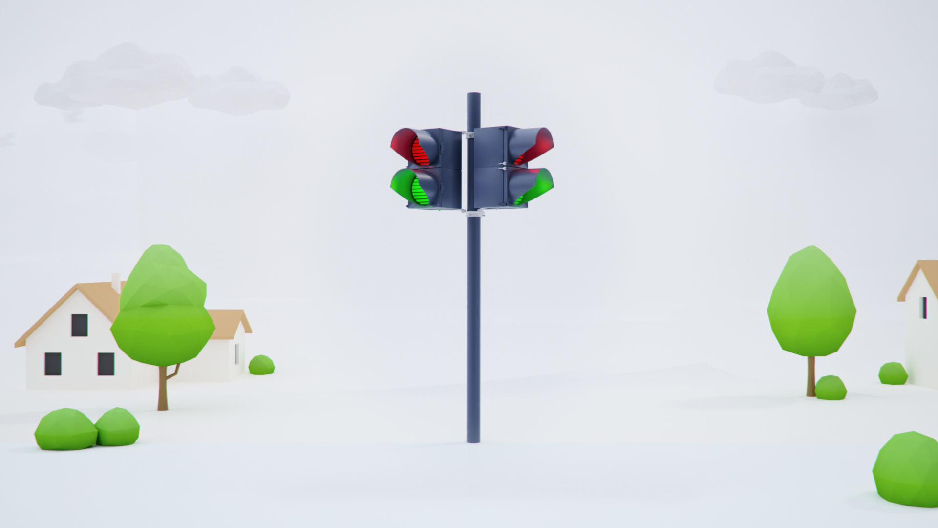 Traffic lights Stop Lights Street Low-poly 3D model_5