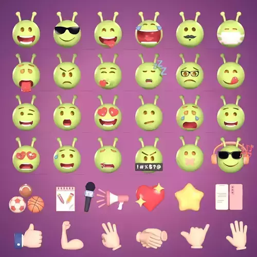 Cartoon Alien Head Icon Pack - Smiley - Emoji