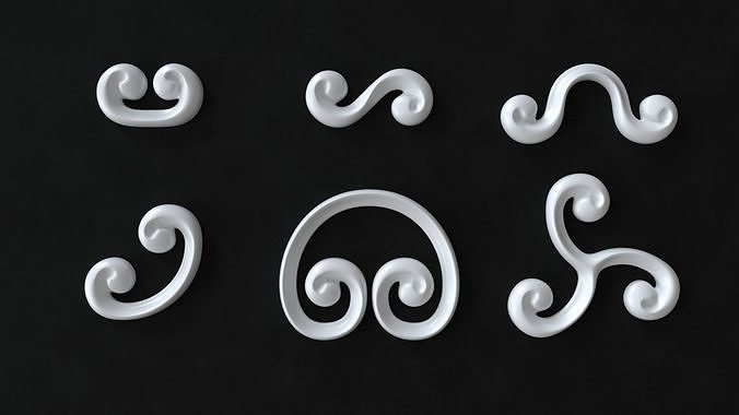 Decorative Swirls or Scrolls Collection R2TA Low-poly 3D model
