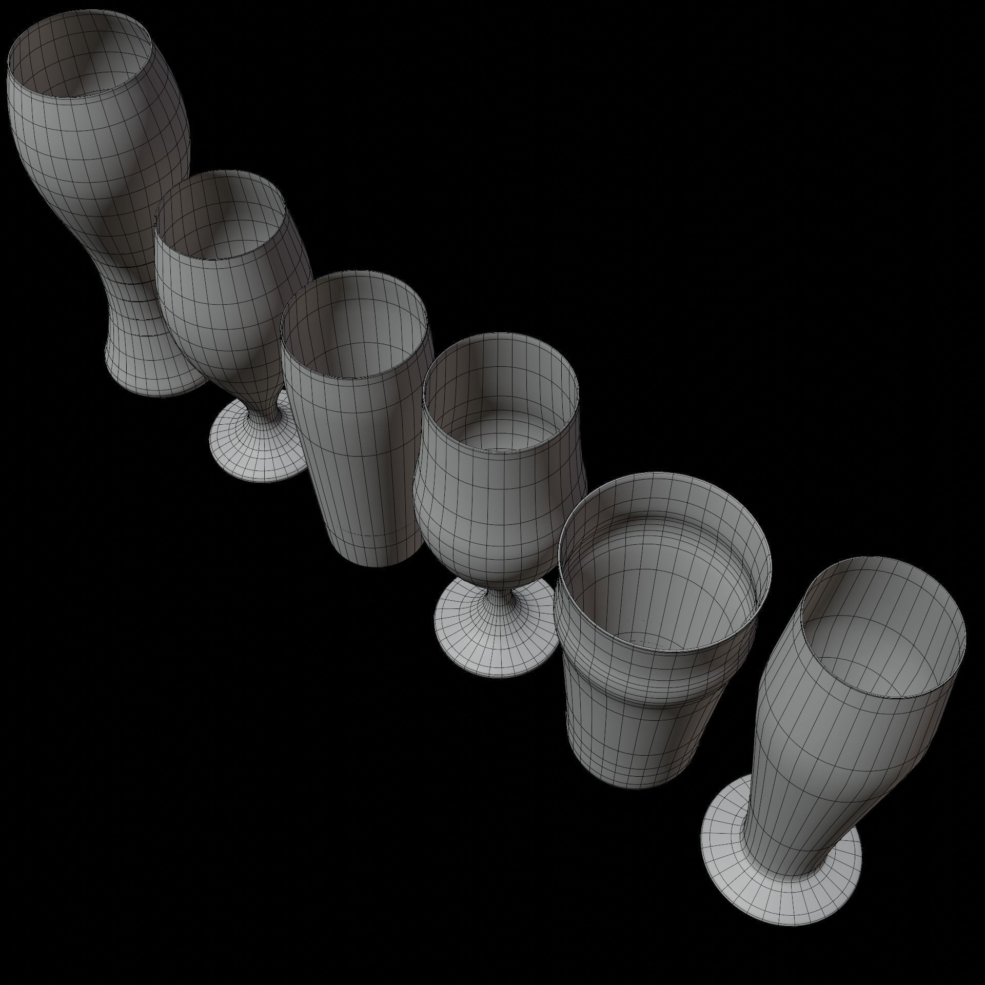 Beer Glasses Pack Low-poly 3D model_8