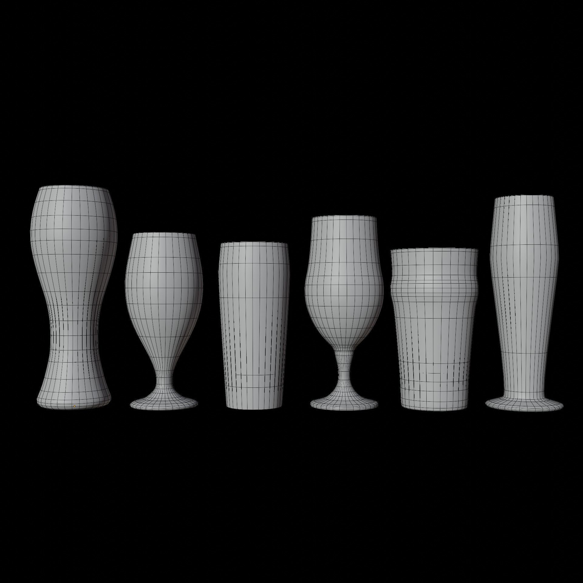 Beer Glasses Pack Low-poly 3D model_7