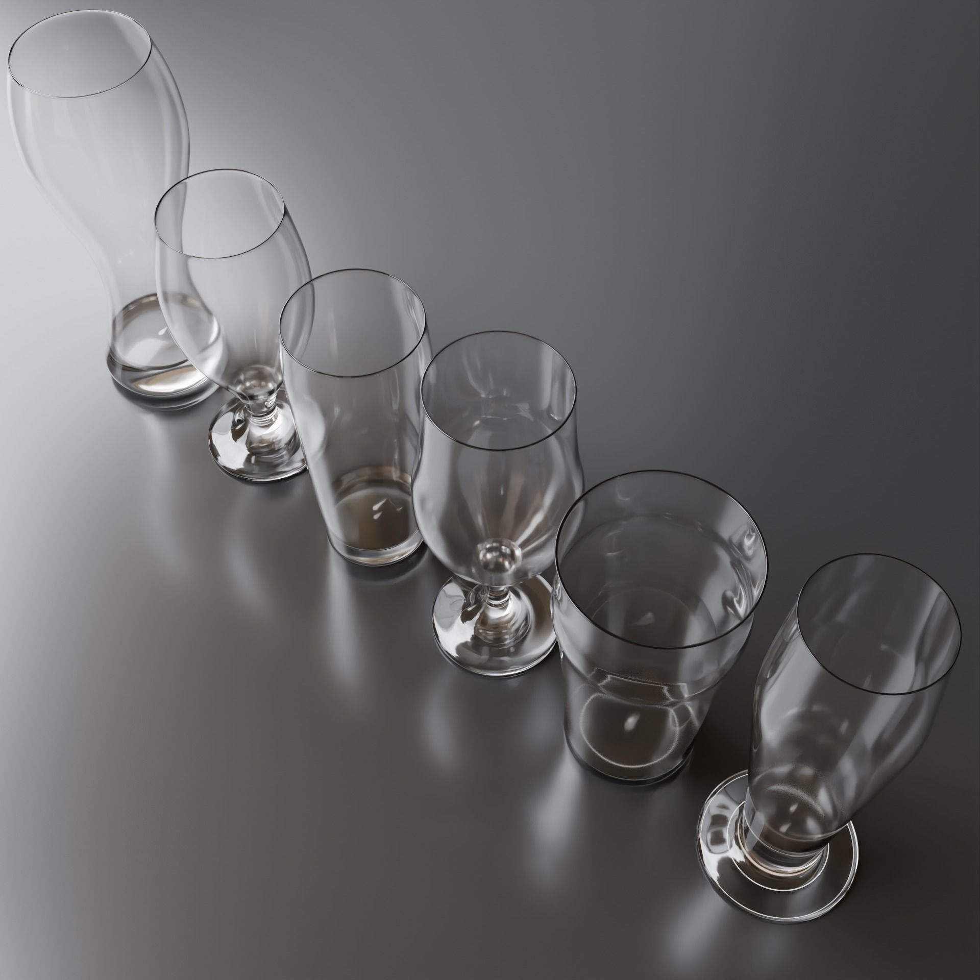 Beer Glasses Pack Low-poly 3D model_6