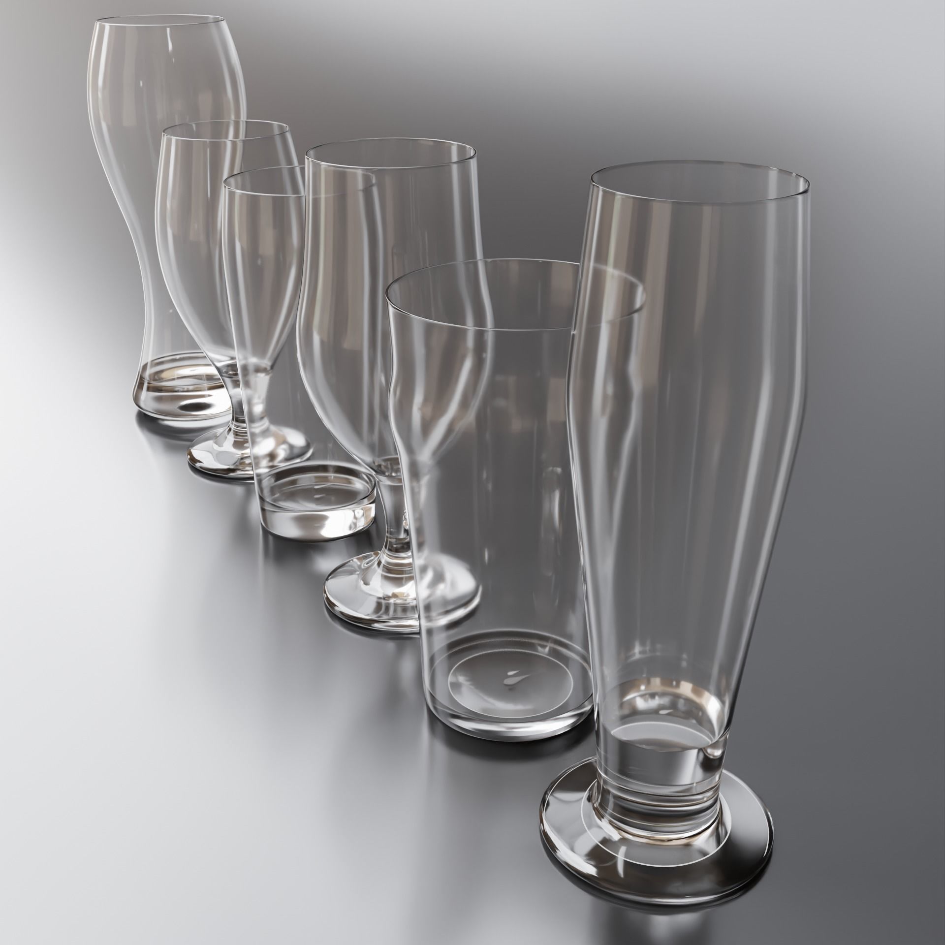 Beer Glasses Pack Low-poly 3D model_5