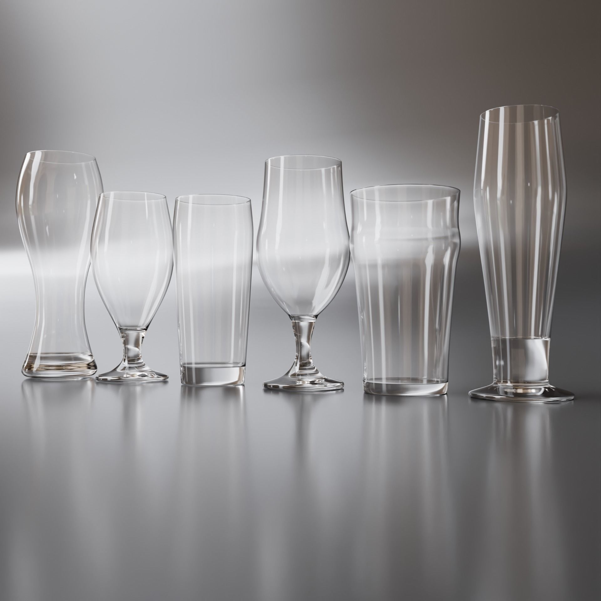 Beer Glasses Pack Low-poly 3D model_3