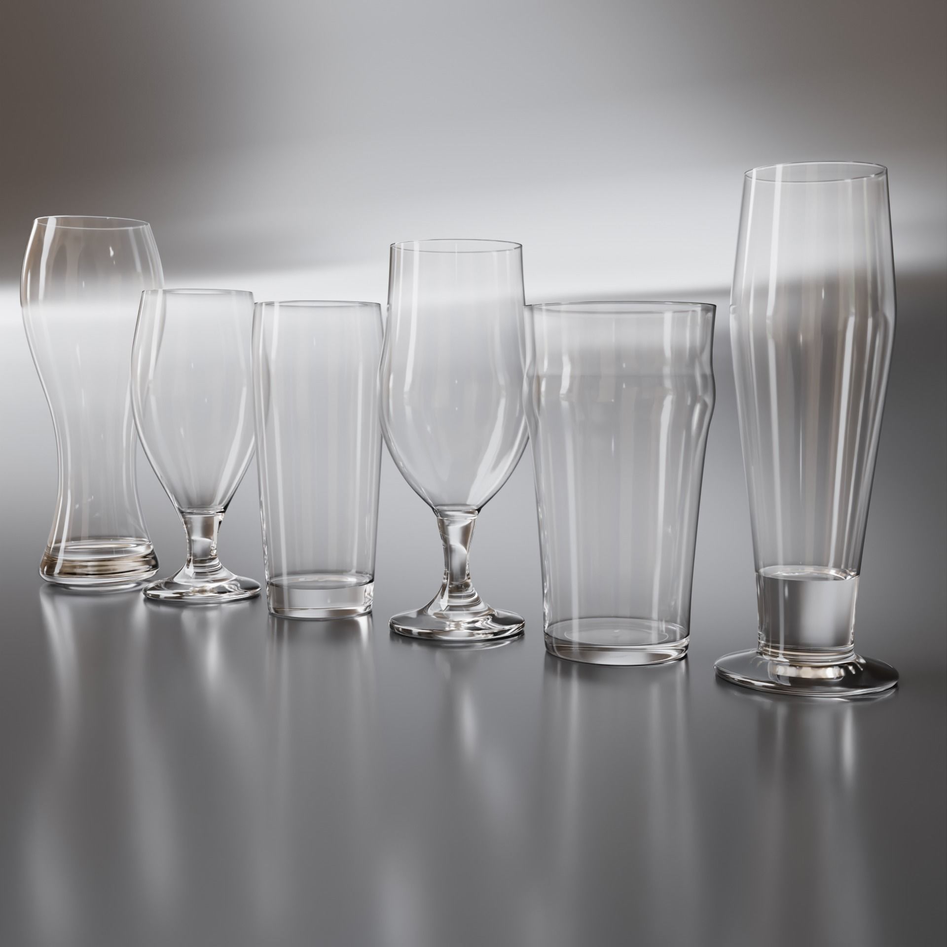 Beer Glasses Pack Low-poly 3D model_4