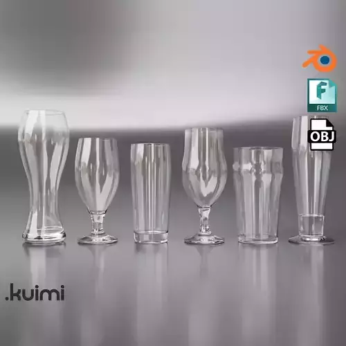 Beer Glasses Pack Low-poly 3D model