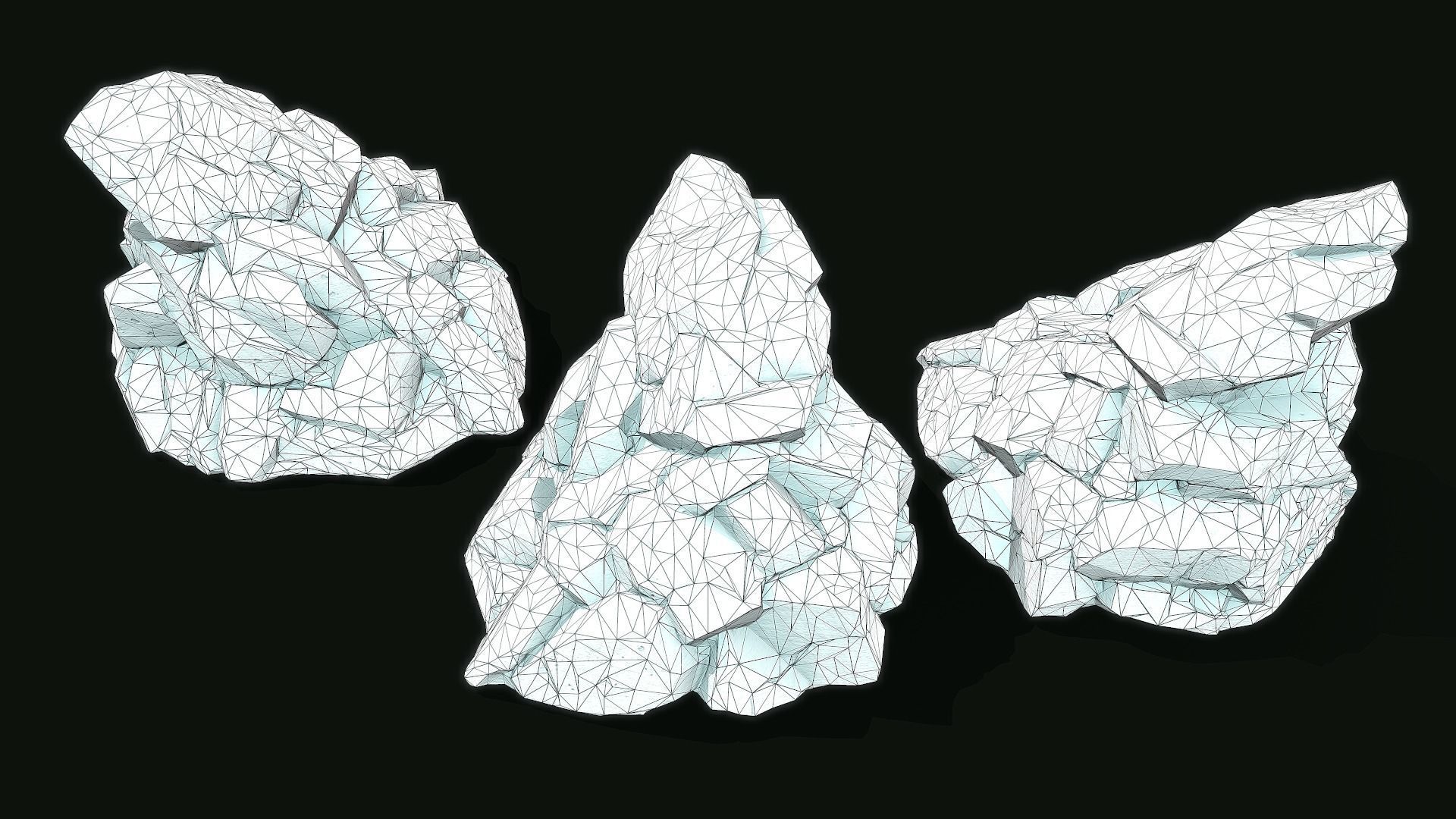 Stylized Gray Stone moss PBR low poly  Low-poly 3D model_7