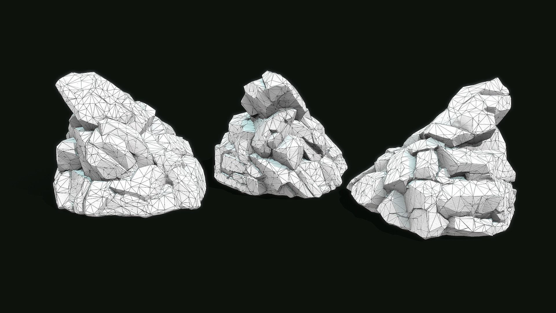 Stylized Gray Stone moss PBR low poly  Low-poly 3D model_6