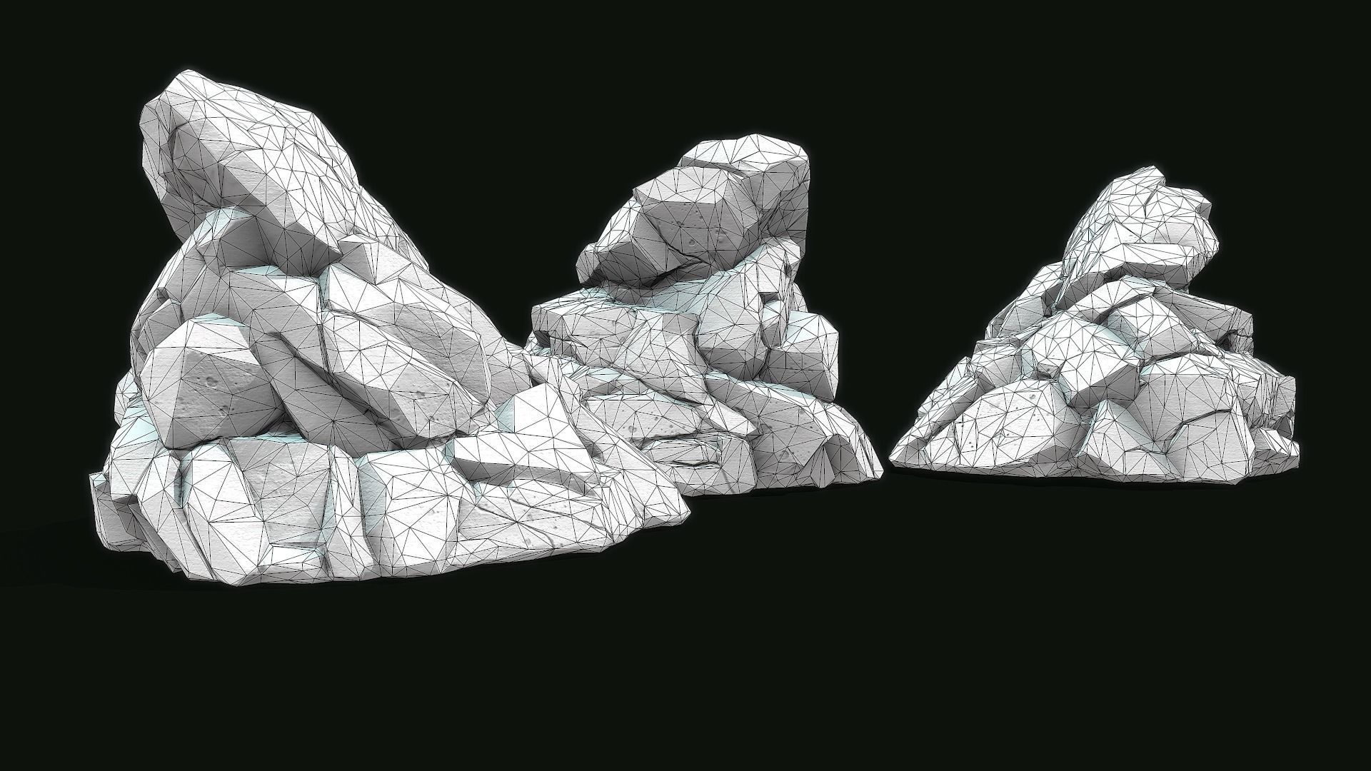Stylized Gray Stone moss PBR low poly  Low-poly 3D model_8