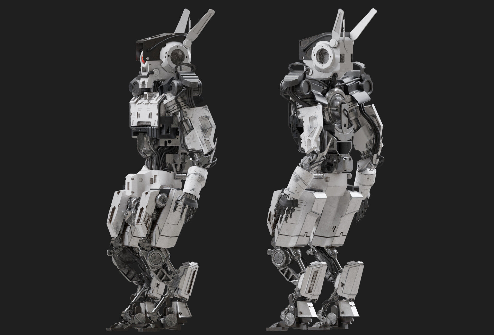 Robot two robots Low-poly 3D model_1