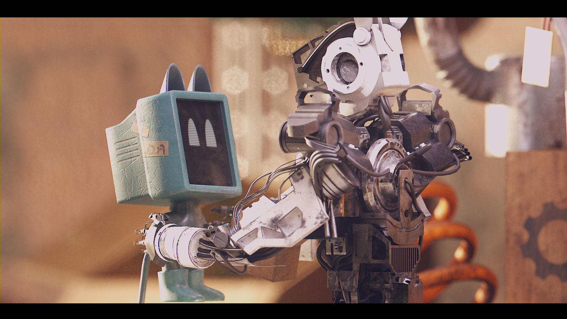 Robot two robots Low-poly 3D model_3