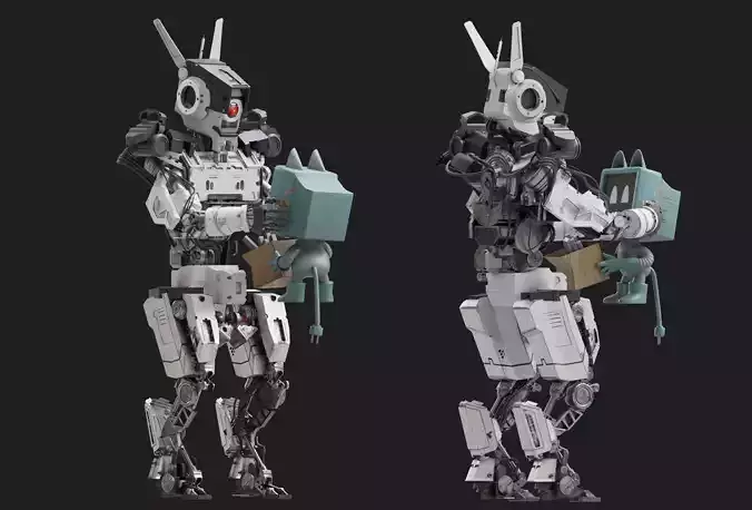Robot two robots Low-poly 3D model