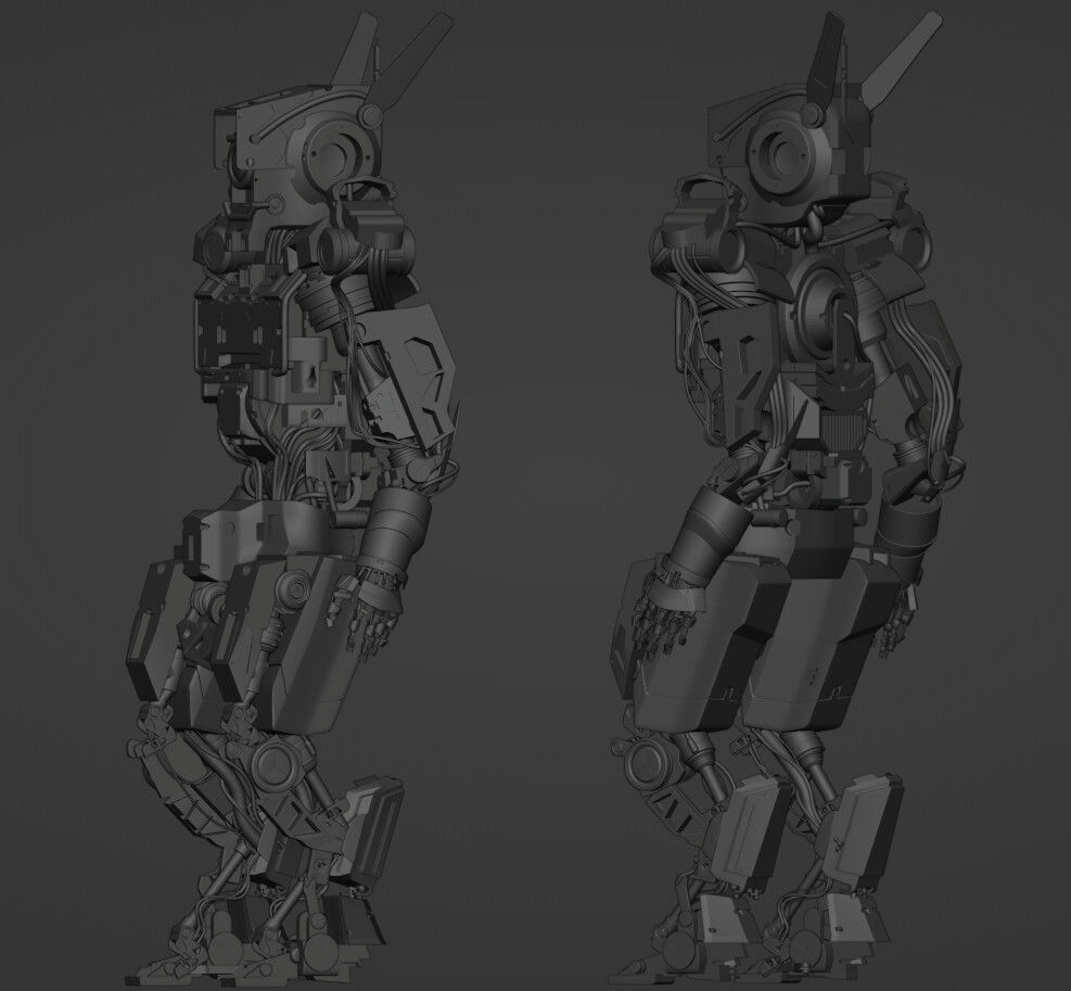 Robot two robots Low-poly 3D model_5