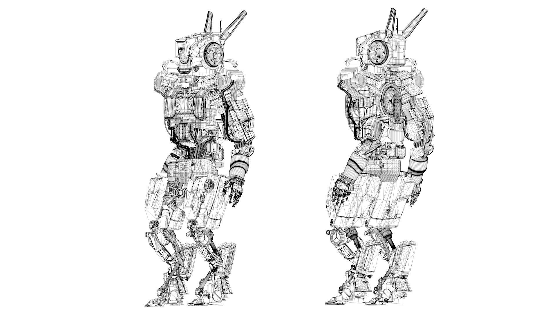 Robot two robots Low-poly 3D model_4