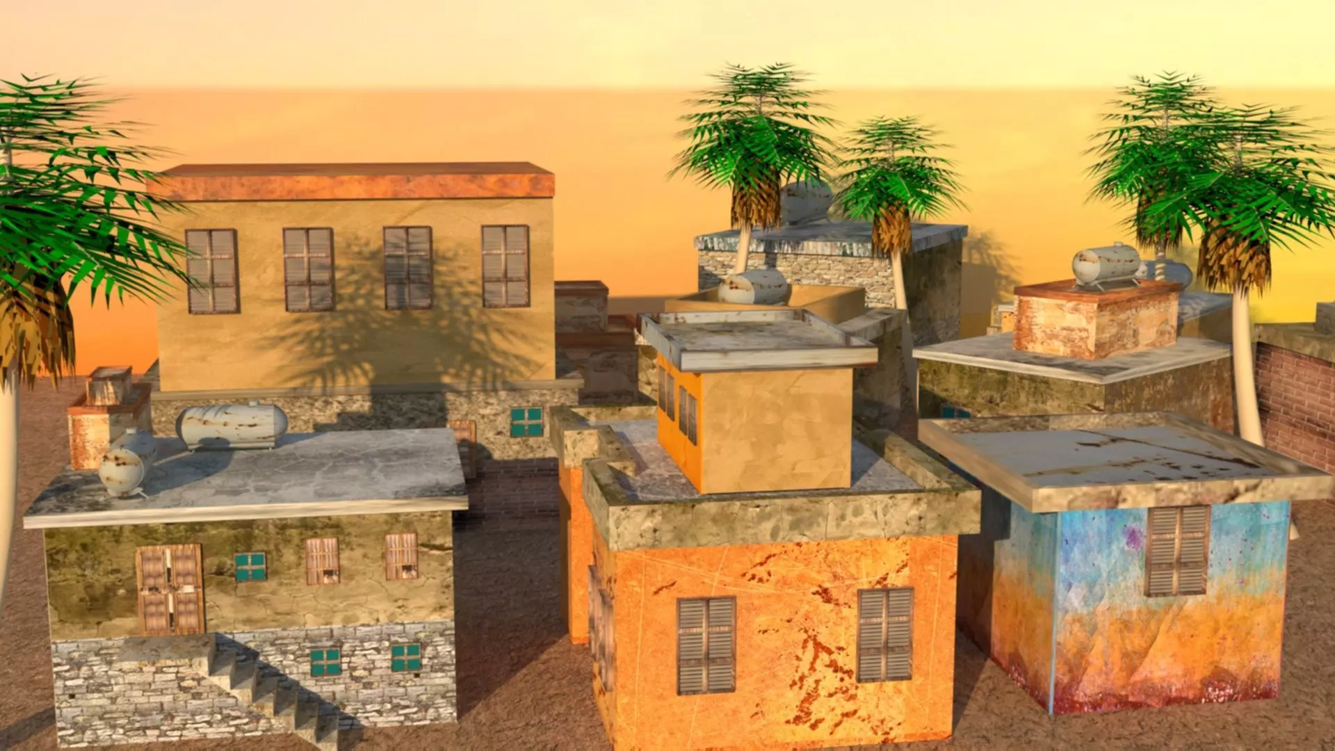 Old- 3D Houses Free low-poly 3D model