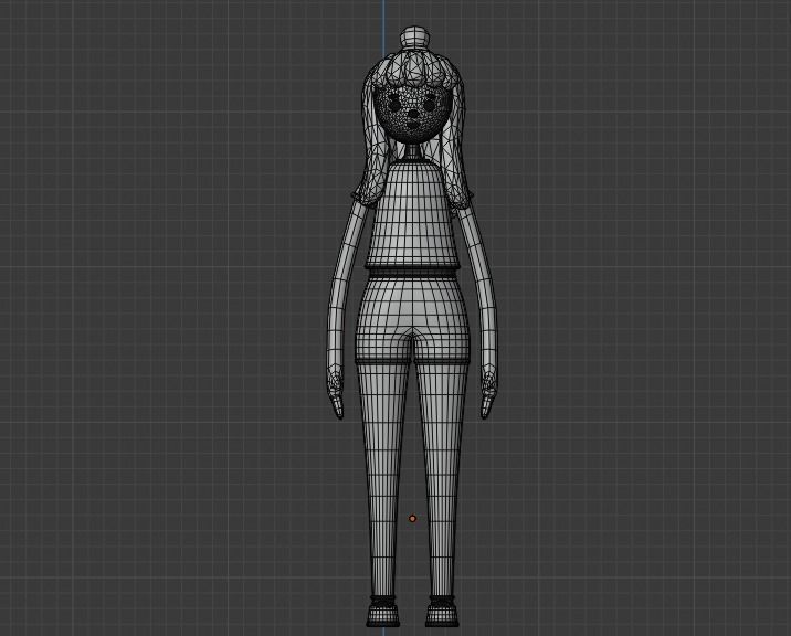 cartoon girl low poly Low-poly 3D model_4