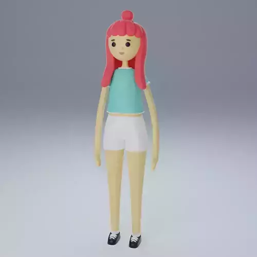 cartoon girl low poly