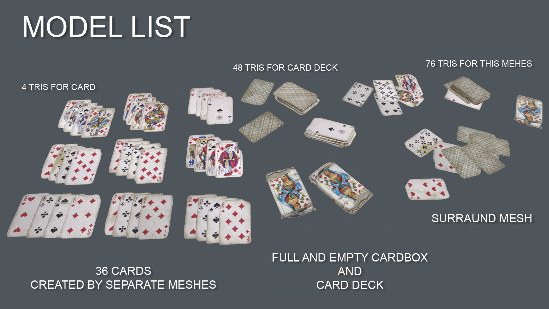 Old Playing Cards Low-poly 3D model_2