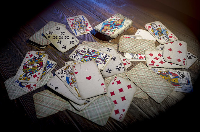 Old Playing Cards Low-poly 3D model
