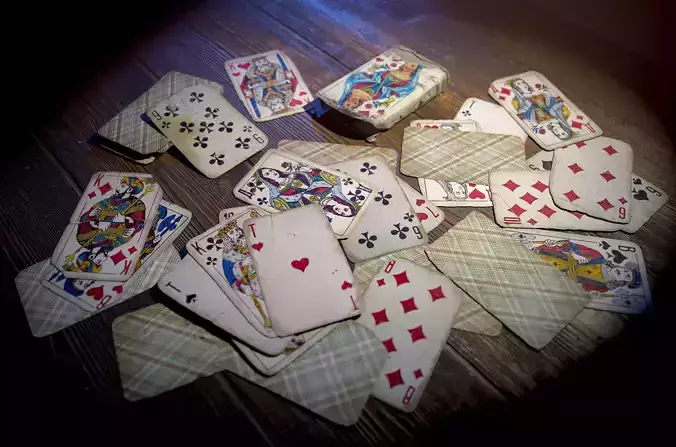 Old Playing Cards Low-poly 3D model Old Playing Cards Low-poly 3D model