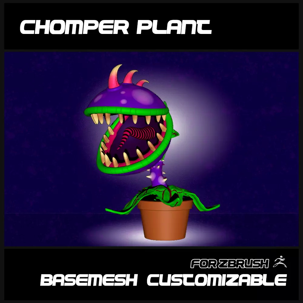 CHOMPER PLANT - BASEMESH CUSTOMIZABLE 3D model