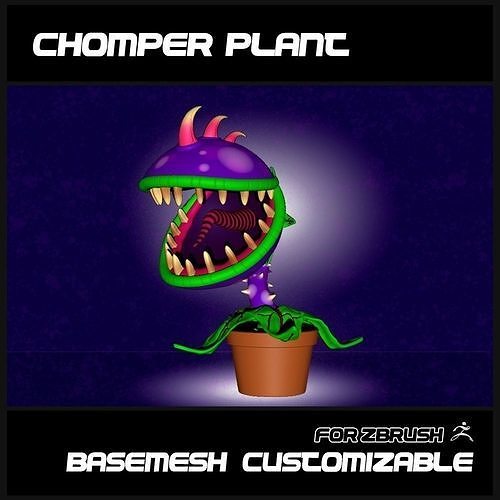 CHOMPER PLANT - BASEMESH CUSTOMIZABLE 3D model