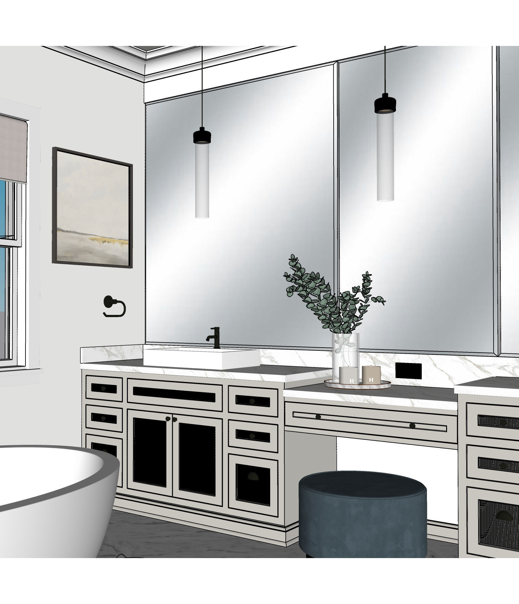 Bathroom floor plan 3D model_2