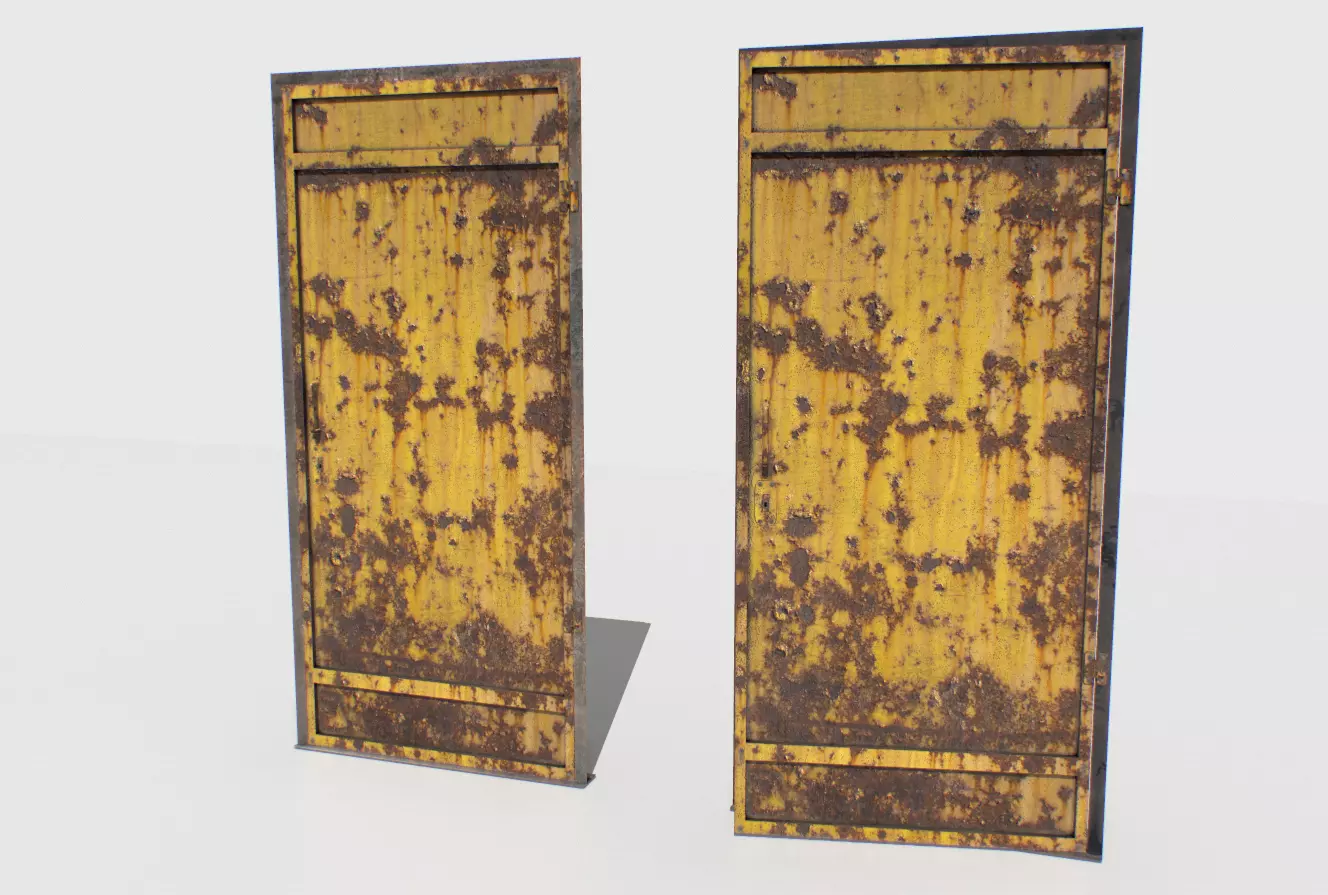 Rusty Metal Door 3 Low-poly 3D model_0