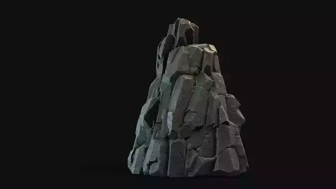 Stylized Gray Stone moss  4 PBR low poly Low-poly 3D model