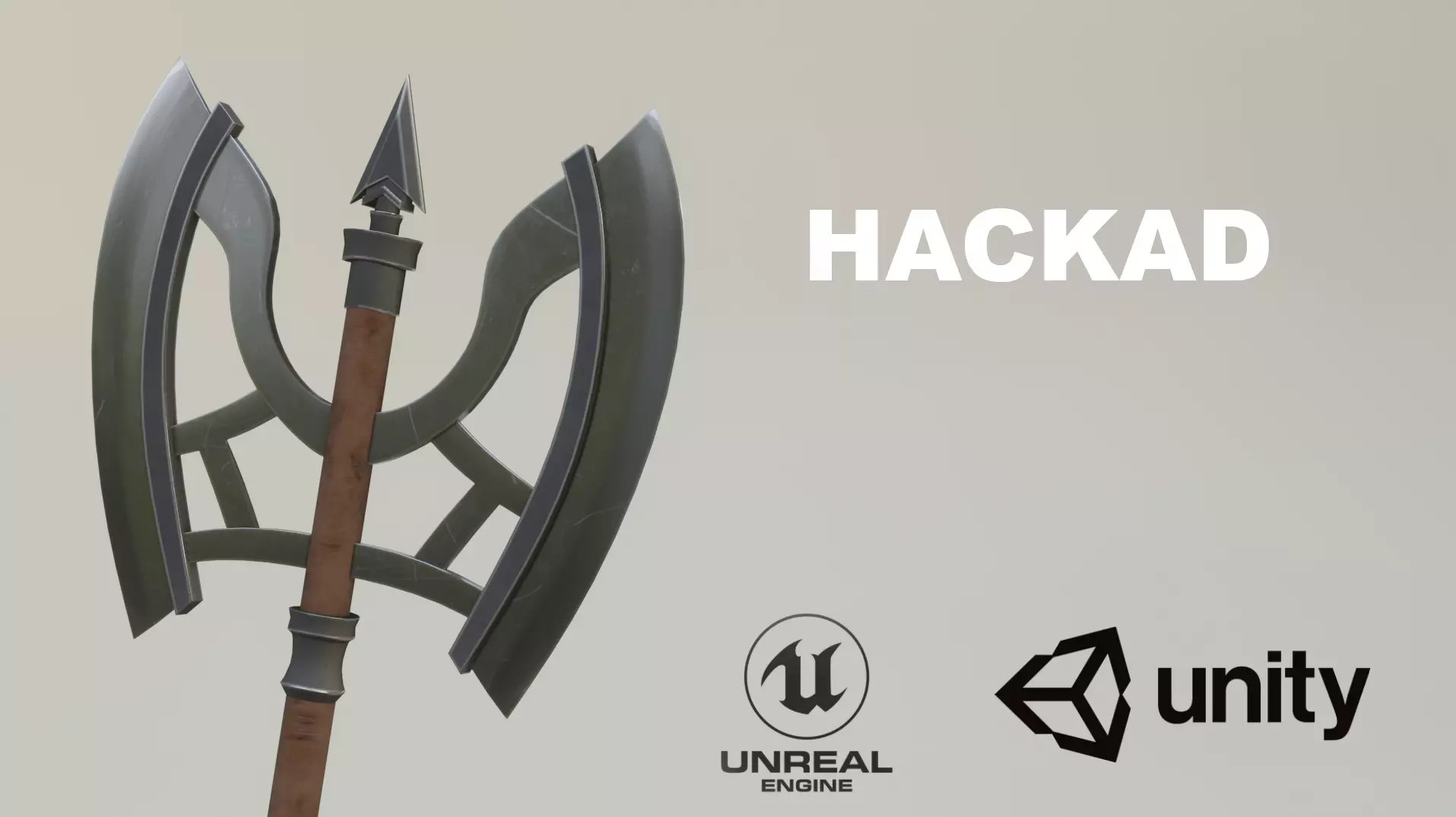 Hackad - Fantasy Axe Low-poly 3D model_0