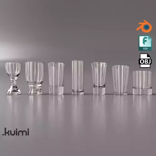 Shot Glasses Pack Low-poly 3D model