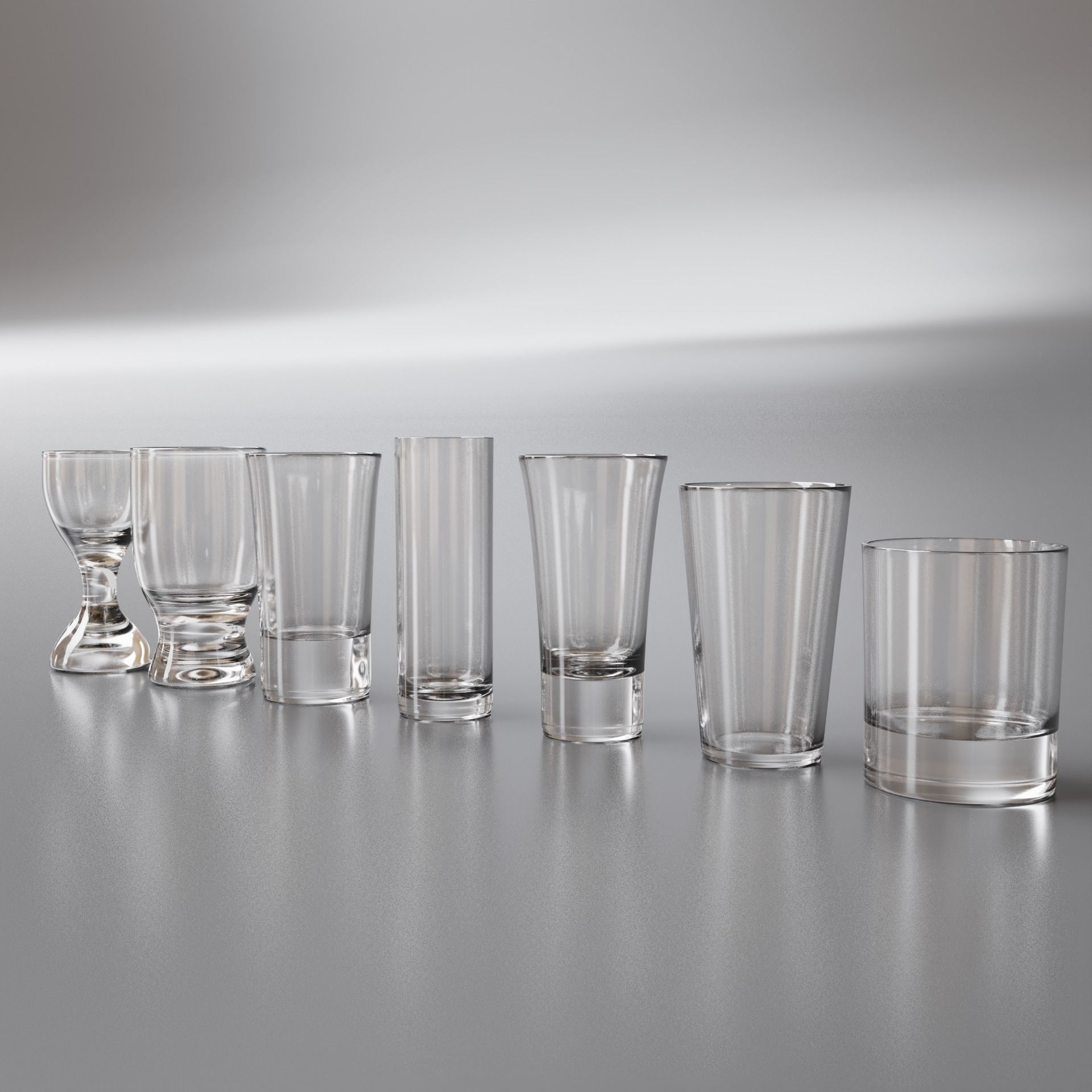 Shot Glasses Pack Low-poly 3D model_4