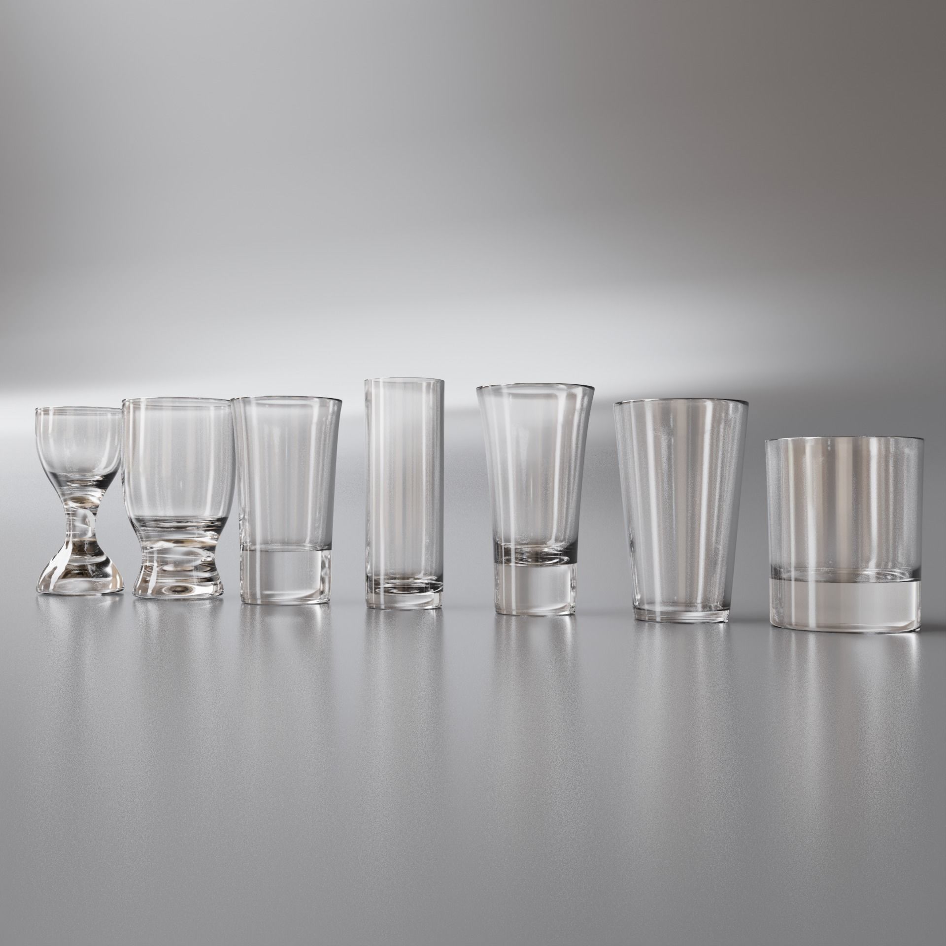 Shot Glasses Pack Low-poly 3D model_3