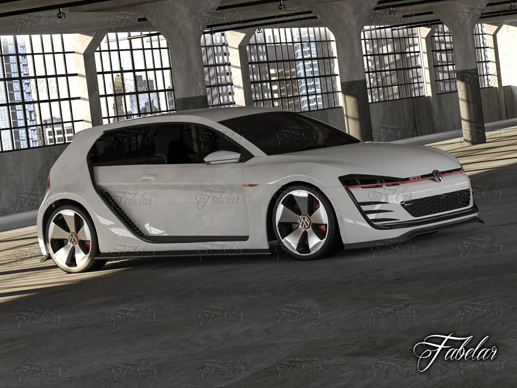 Volkswagen Design Vision GTI and garage 3D model_1
