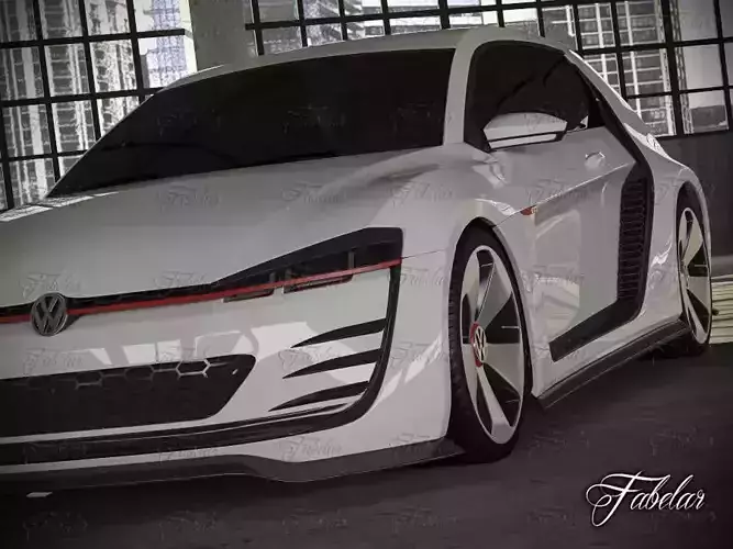Volkswagen Design Vision GTI and garage 3D model