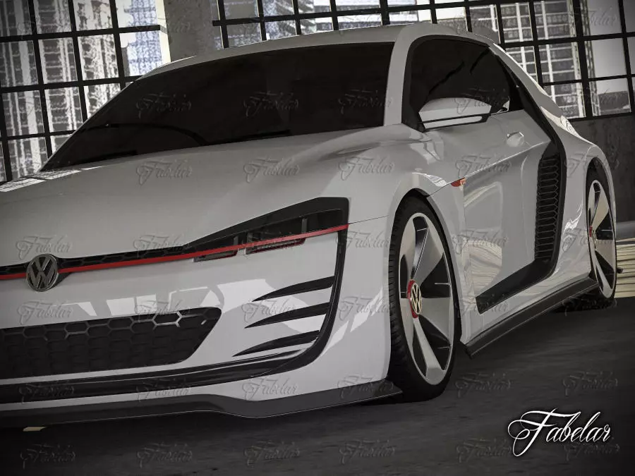 Volkswagen Design Vision GTI and garage 3D model_0