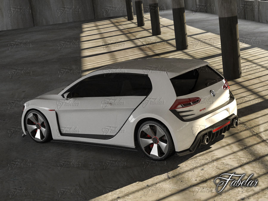 Volkswagen Design Vision GTI and garage 3D model_4