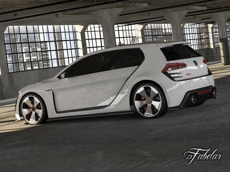 Volkswagen Design Vision GTI and garage 3D model_2