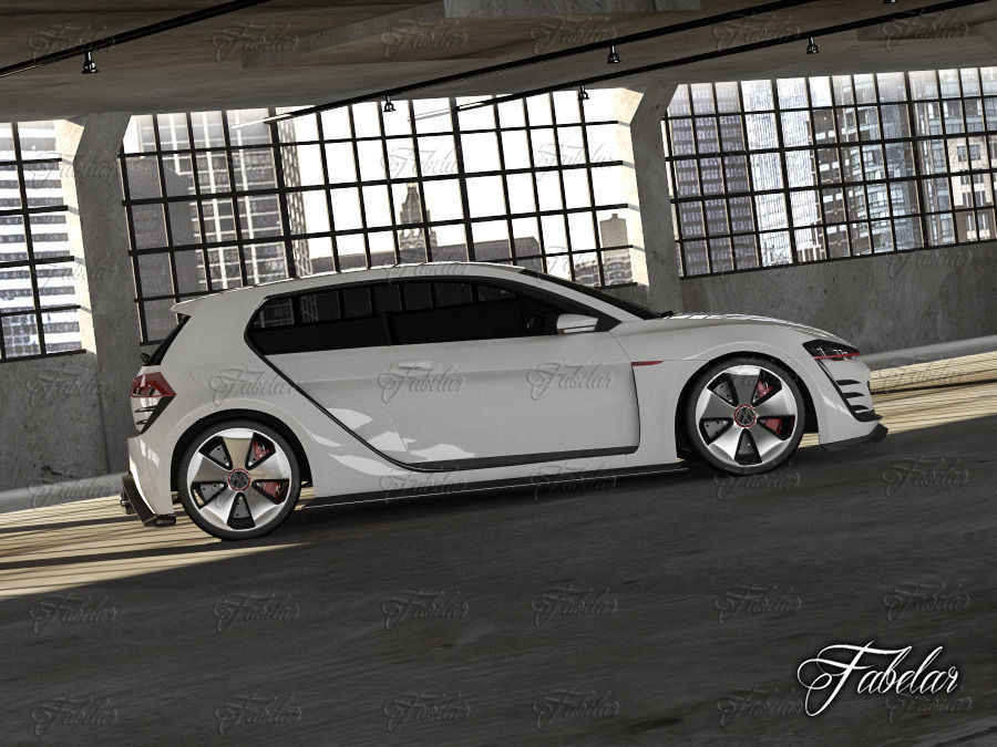 Volkswagen Design Vision GTI and garage 3D model_8