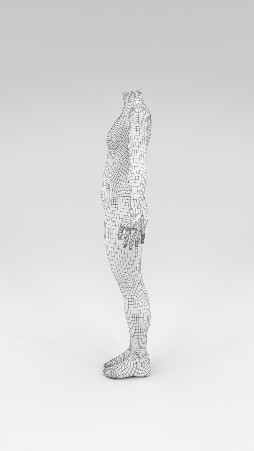 headless female fashion mannequin relaxed set Low-poly 3D model_5