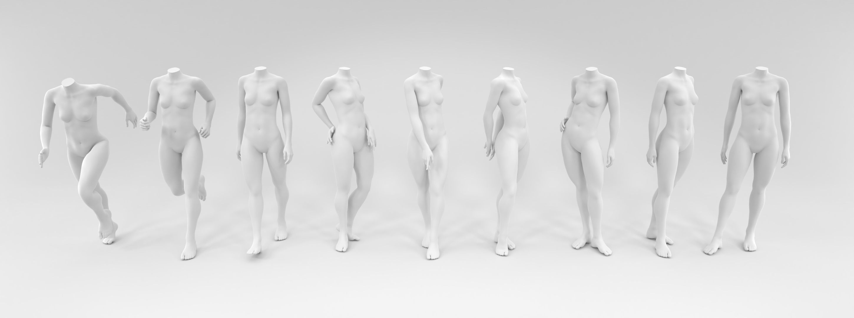 headless female fashion mannequin relaxed set Low-poly 3D model_2