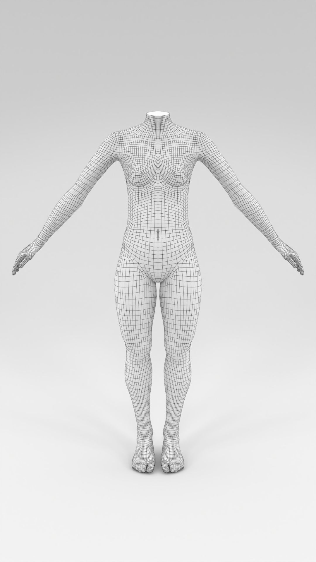headless female fashion mannequin relaxed set Low-poly 3D model_3