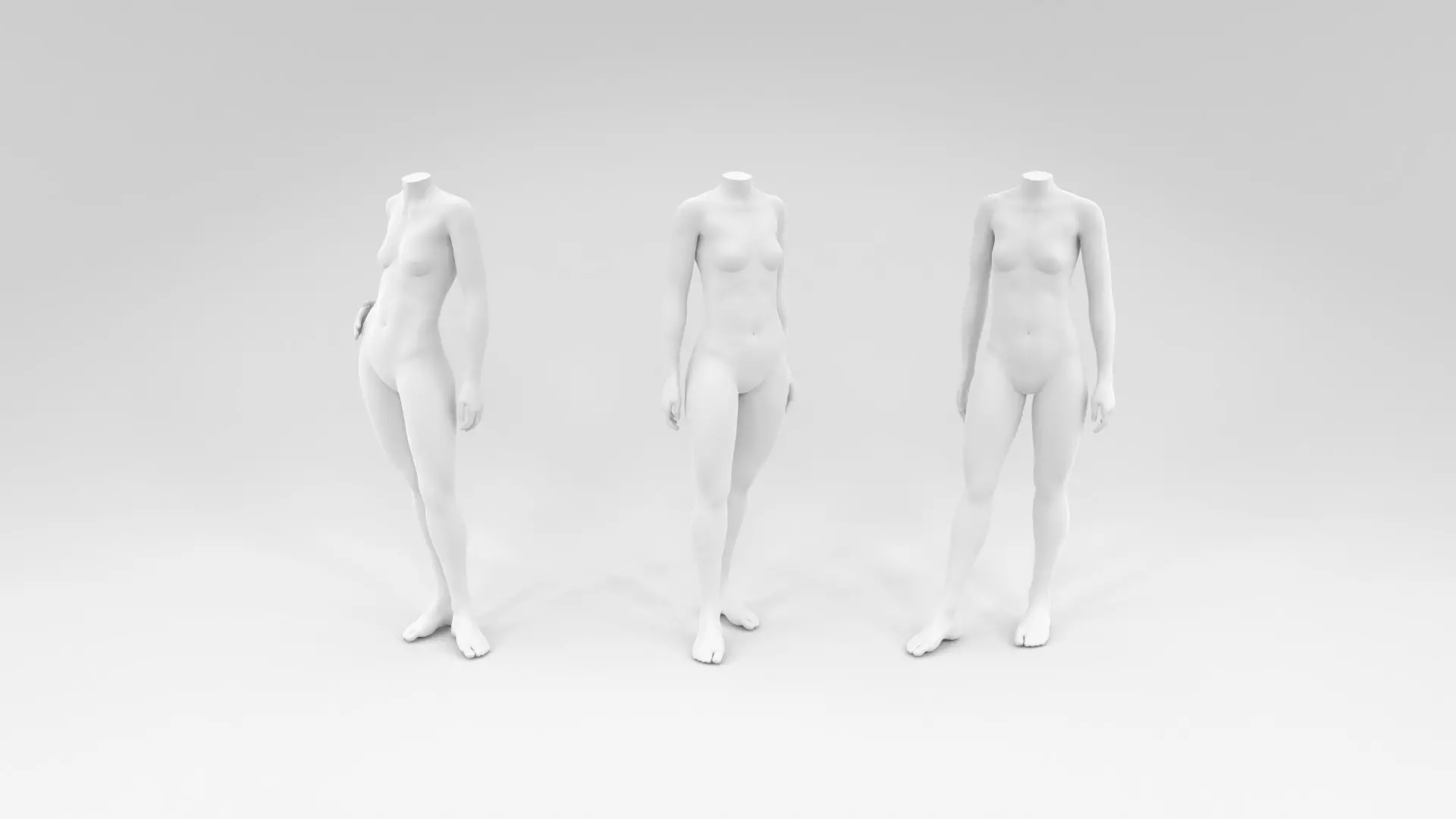 headless female fashion mannequin relaxed set Low-poly 3D model_0