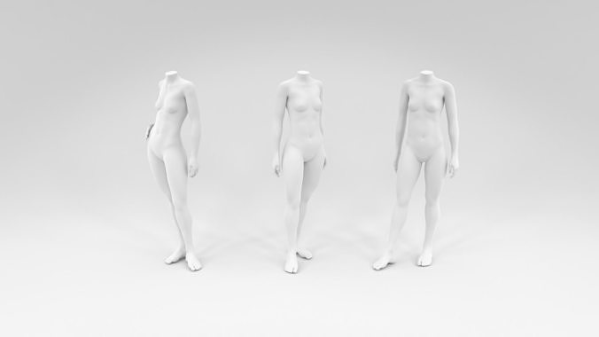 headless female fashion mannequin relaxed set Low-poly 3D model