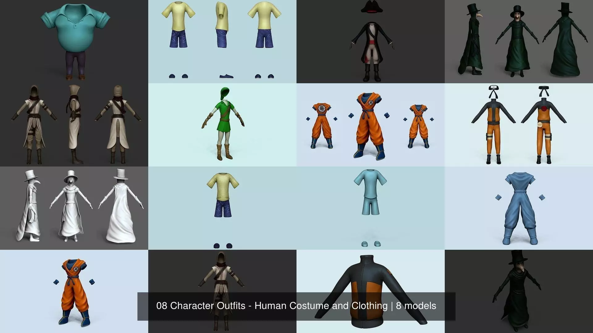 08 Character Outfits - Human Costume and Clothing 3D Model Collection_0